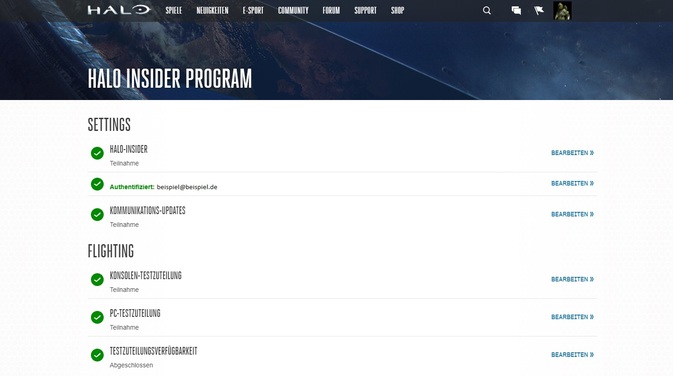 So sollte euer Halo Insider-Profil auch aussehen